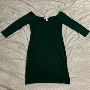 Forever 21 Forrest Green 3/4 Sleeve Bodycon Dress
